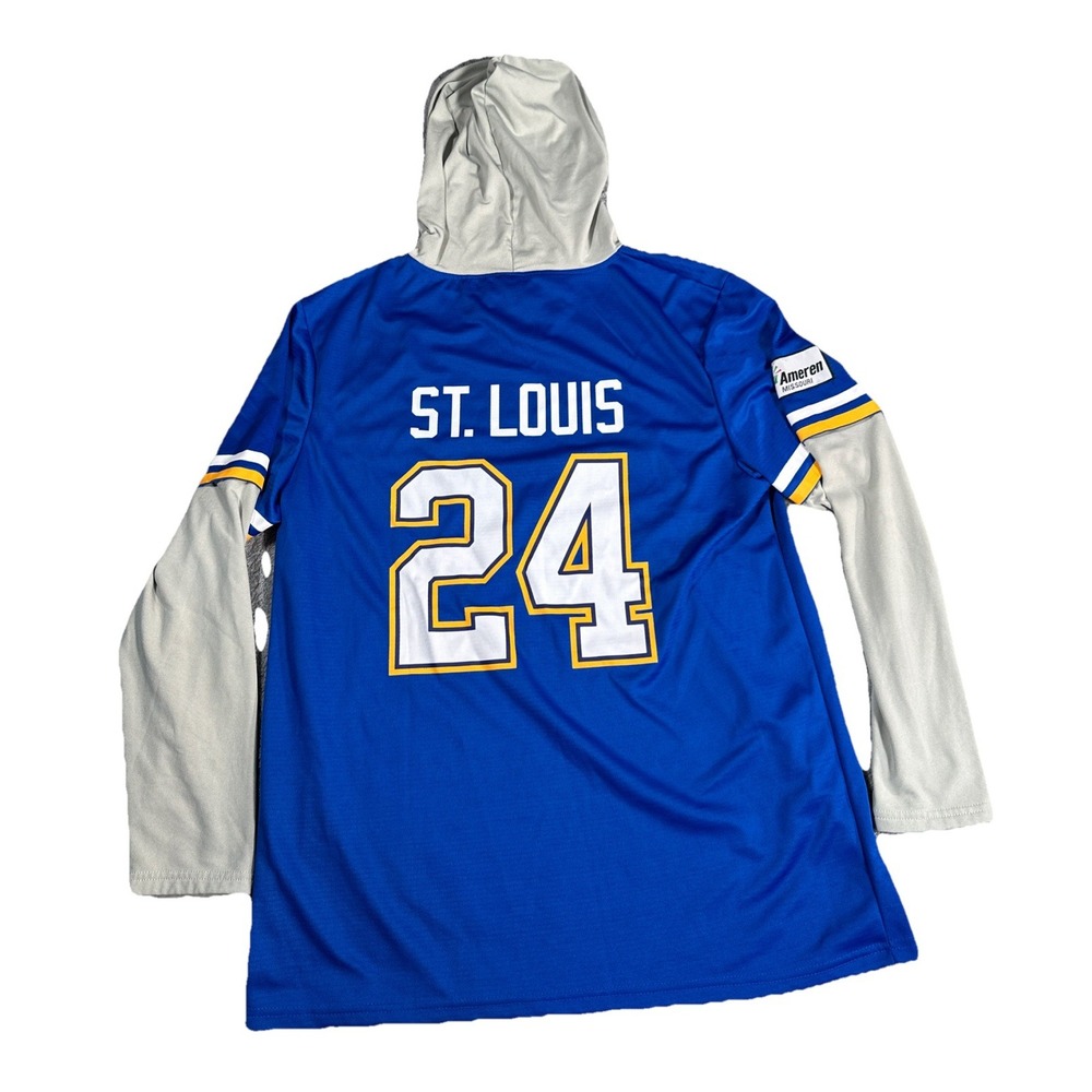 St. Louis Blues Shirt Hoodie Men's L NHL Hockey Ameren 24 Success Brands Jersey